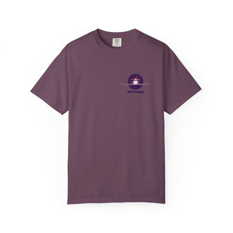 Purple airplane t-shirt with a Challenger 300 logo on the chest 